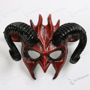 Halloween RED Devil Ram Horns Masquerade Halloween Costume Cosplay Face Mask